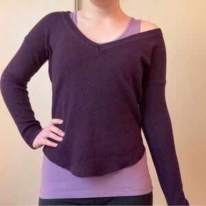 Purple Silk V-Neck Sweater